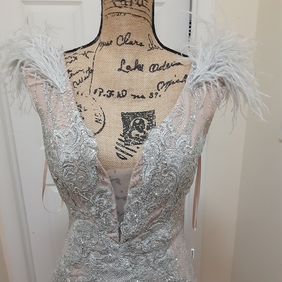 PORTIA AND SCARLETT PS6072 SILVER NUDE DRESS - Picture 8 of 8